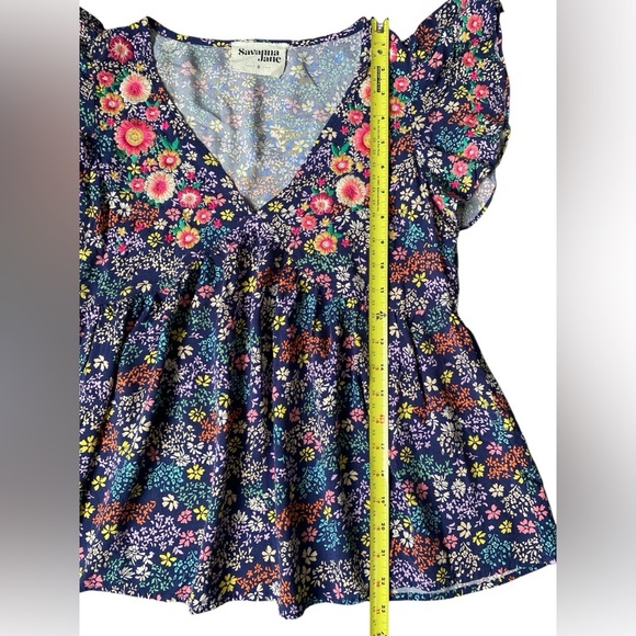 Savanna Jane Women’s Floral Blouse Flutter Sleeve Size S - Picture 4 of 8